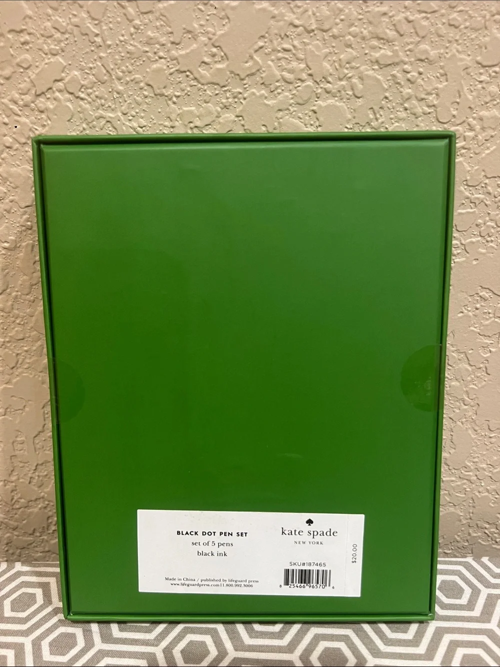 kate spade Black & White Polka Dot Pen Set with Green Box